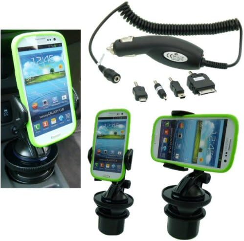 BLACK Cup Holder Base & Charger Car Kit for Samsung Galaxy S3 GT-i9300
