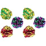 PETFAVORITES&trade; Mylar Crinkle Balls Cat Toys Best Interactive Crinkle Cat Toy Balls Ever Top Rated Independent Pet Kitten Cat Toys for Fat Real Cats Kittens Exercise, Soft/Light/Right Size (6 Pack)