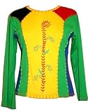 #54 Agan Traders Rib Cotton Vibrant Embroidered Yoga T-Shirt Blouse