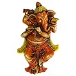 Orange Terra-cotta Ganesh with Flute Wall Hanging