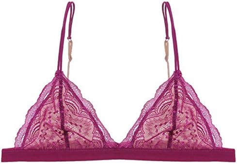 Floral Lace Bralette Triangle Bustier Bra Hook Contrast Band Back Straps Cami