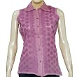 Womens Dress Shirt Cotton Sleeveless Top Blouse Chikan Embroidery Size XS (ctop442)