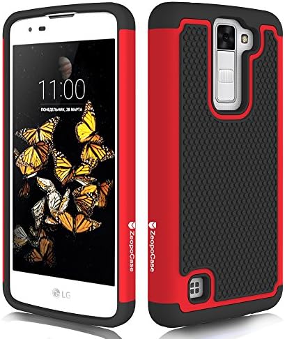 LG Escape 3 Case, LG Phoenix 2 Case, LG K8 Case, ZeopoCase [Drop Protection] [Shock Absorption] Hybrid Dual Layer Armor Defender Protective Case Cover for LG Escape 3 / LG Phoenix 2 / LG K8 (Red)