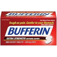 Bufferin Buffered Aspirin Tablets, Extra Strength, 500 mg, 130-Count Bottles (Pack of 2)