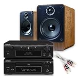 Denon D-F107DAB (Black) micro separates CD (inc front iPod compatible USB input) / DAB receiver  + Q Acoustics 2020 speakers (Walnut) + 2 x 5m QED Original speaker cable with 4mm plugs. 2 Year Guarantee.