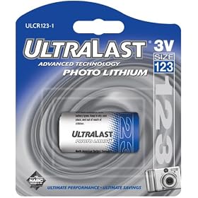 Ultralast UL-123 1 3V CR123 Photo Lithium Battery Retail Pack by Ultralast