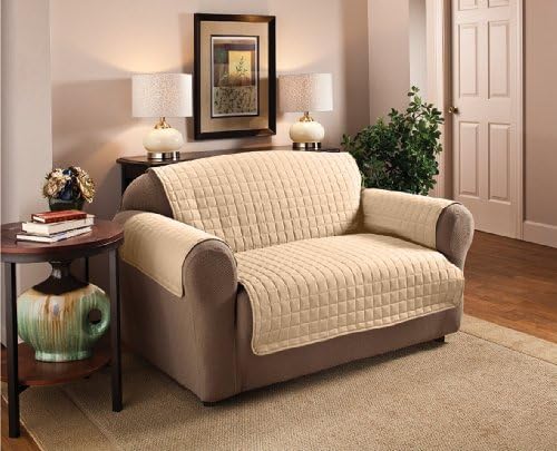 Quilted MicroSuede Super Soft Furniture Protector Slipcover (Sofa, Beige)