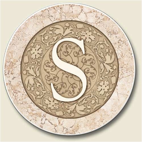 AutoCoaster ~ Monogram initial S ~ Tile Drink Coaster for car cupholder - code 588