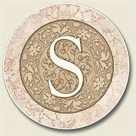 Click here to buy AutoCoaster ~ Monogram initial S ~ Tile Drink Coaster for car cupholder - code 588 by AbsorbaStone.