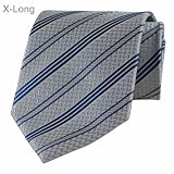 Gray Blue Striped New Extra Long Necktie Tie