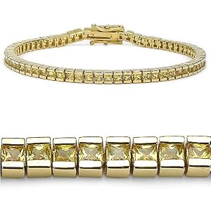 4.15ctw Genuine Yellow Sapphire Silver Bracelet by JewelzDirect