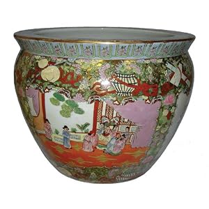 Rose medallion fishbowl planter - 18D by Reorient