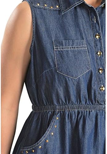 Red Ranch Women's Sleeveless Denim Studded Dress Denim Medium