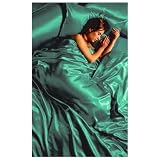 Matching Bedrooms Satin Bedding Set Includes Duvet Cover, Fitted Sheet & 4 Pillowcases Available In 20 Colours & 3 Sizes Double|King|Superking!!!SIZE & COLOUR: DOUBLE TEAL