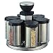 Cylindrical 6-pc. Spice Rack - Silver/ Black