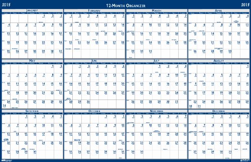 House of Doolittle 24 x 37 Inches Laminated Write-On/Wipe-Off Wall Planner, January 2015 to December 2015, Vertical or Horizontal, Recycled (HOD396)
