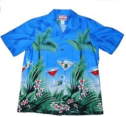 Top Quality Blue Cocktail Hawaiian Aloha Shirt