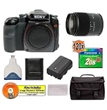 Sony Alpha A100K 10.2MP Digital SLR Camera Kit with 18-70mm f3.5-5.6 Lens + Transcend 2GB 120X CompactFlash Card + USB Card Reader + Spare Replacement Battery for Sony NP-FM55H + Deluxe SLR Gadget Bag
