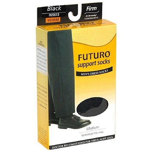 Futuro Support Socks Men's Dress Socks, Black / Medium / Firm, 1-Pair Boxes (Pack of 2)