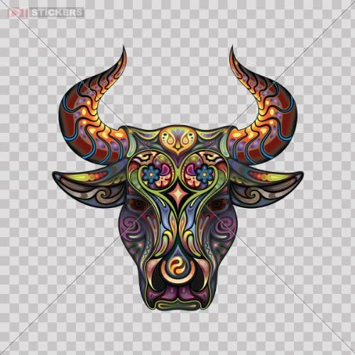 Decals Vinyl Sticker Colorful Bull Elephant childrens Bedroom Kids Playroom Car Window Wall Art Decor Doors Helmet Truck Motorcycle Note Book Mobile Laptop Size: 4 X 3.8 Inches Vinyl color print