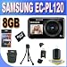 Samsung EC-PL120 Digital Camera with 14 MP and 5x Optical Zoom Black with 8GB Accessory Kit