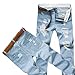 Men's Blue Ripped Destroyed Distressed Skinny Straigth Cut Slim Jeans