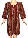 Cotton Indian Block Printed Mirror Bead Work Kurti Top tunic Blouse Dress