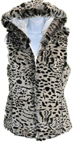 Kristen Blake Faux Fur Reversible Vest, Snow Leopard/White, XXL