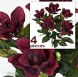 FOUR 2' Magnolia Artificial Silk Flower Bushes (Burgundy) for Home, Garden and Decoration