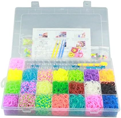 Green Burgeon DIY Rubber Band Bracelets Loom Kit Refill and Storage Box Organizer Bundle 4500 RUBBER BANDS - MAXI COMBO BOX with JELLY, TIE DYE, METALLIC &amp; GLOW COLORS