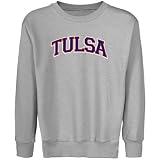 NCAA Tulsa Golden Hurricane Youth Ash Arch Applique Crew Neck Fleece Sweatshirt