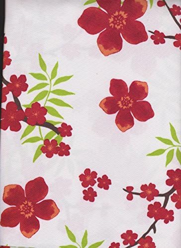 Red Flowers Floral Bloom Umbrella with Hole Zipper Indoor Outdoor Tablecloth - Fabric 70in Round