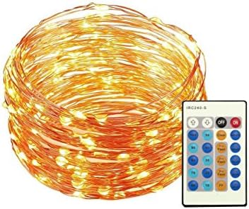 Dimmable Led String Lights with Remote, 33ft/10m 100LEDs Flexible Copper Wire Light,Firefly Lights with UL Certified for Chirstmas Tree, Wedding,Party [12-Month Warranty] - Warm White