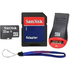 Sandisk 32GB MicroSDHC Micro SD Card with MicroSD to SD adapter & Mobile USB Reader & Everything But Stromboli (tm) Lanyard