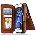 Galaxy S7 Case, S7 Case, CaseUp 12 Card Slot Series - [Zipper Cash Storage] Premium Flip PU Leather Wallet Case Cover With Detachable Magnetic Hard Case For Samsung Galaxy S7, Brown