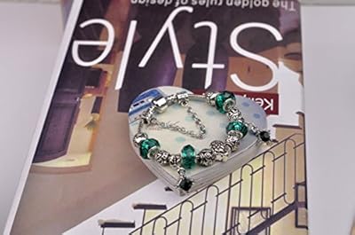 Gorgeous Jewelry Human Face Pattern Vintage Green Crystal Beaded Pendant Bracelets of Pandora Jewellery