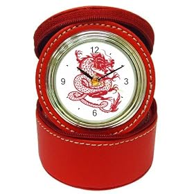Jewelry Case Clock Red of Chinese Dancing Dragon