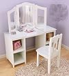 Tiffany Collection White Kid's Deluxe Vanity Table and Chair Set