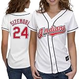 MLB Women's Cleveland Indians Grady Sizemore White Home Short Sleeve 5 Button Synthetic Replica Baseball Jersey Spring 2012  (White, Small)