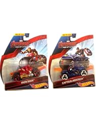 Toy: Hot Wheels Iron Man + Captain America Cycles MARVEL COMICS 2 Pack Avengers Motorcycles Age of Ultron - Mattel