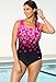 Aquabelle Women's Plus Size Engineered Pink Exploded Floral Swimsuit