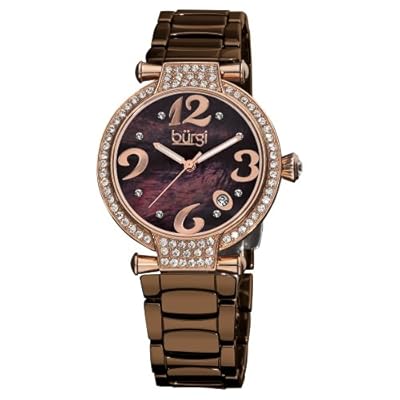 Burgi Women's BUR071BR Quartz Date Ceramic Bracelet Watch