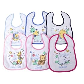 Baby Animal Design Meal Time Bibs (Pack of 3) (One Size) (Pink)