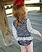 RuffleButts® Little Girls Navy Striped Polka Long Sleeve Rash Guard Bikini