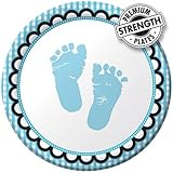 Creative Converting Sweet Baby Feet Blue Round Dessert Plates, 8 Count