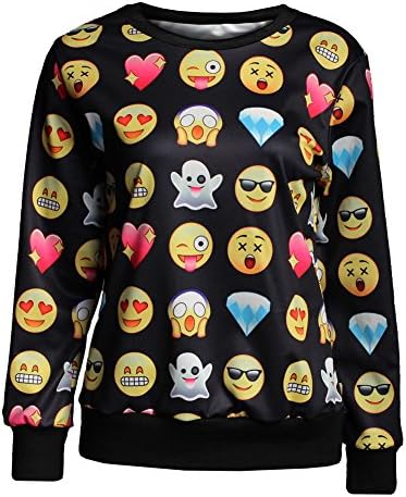 TOSHOO Unisex 3D Emoji Sweatshirt Hoodies T Shirt Top (XL, Black)
