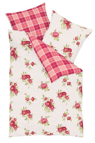 Kaeppel G-102794-02D1-VRKW Bettw&auml;sche Bouquet Seersucker Gr&ouml;&szlig;e 1x 80/80 + 135/200 cm, rot