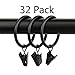 Xin store 32-Pack Black Metal Curtain Rings with Clips (1.5