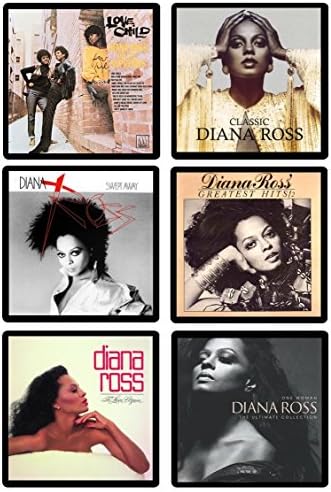 Diana Ross &amp; Supremes - Coaster Collection- 6 Different Album Covers Reproduced Onto Absorbent, Soft, Drink Coasters - by N2Pics