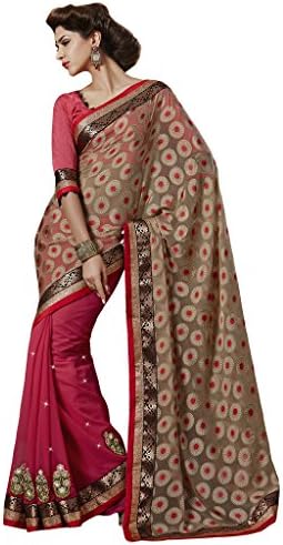 Melluha Brasso Chickoo Half and Half Saree